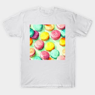 Watercolor dessert french macaron pattern T-Shirt